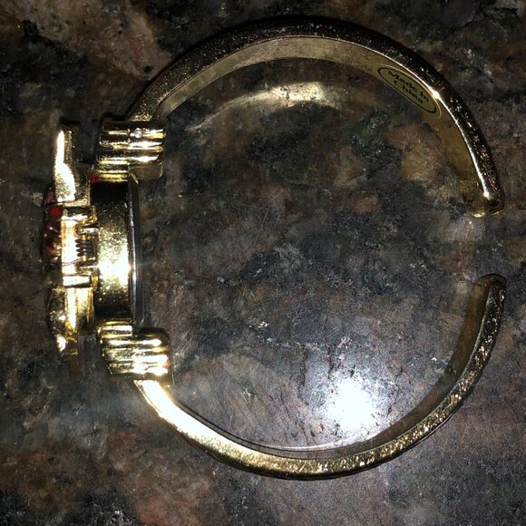 -Pretty Poinsettia Cuff Watch Plus Pierced Earrings - Picture 2 of 6